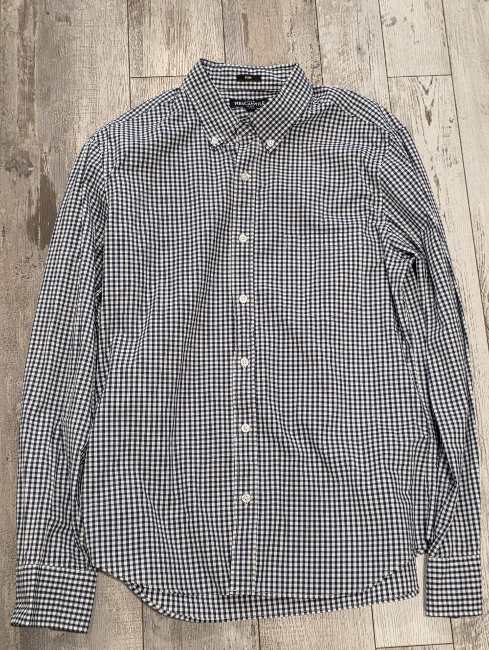 (L) Men's J. Crew Mercantile Flex Button-down Shirt Checkered Blue Slim Fit Flex